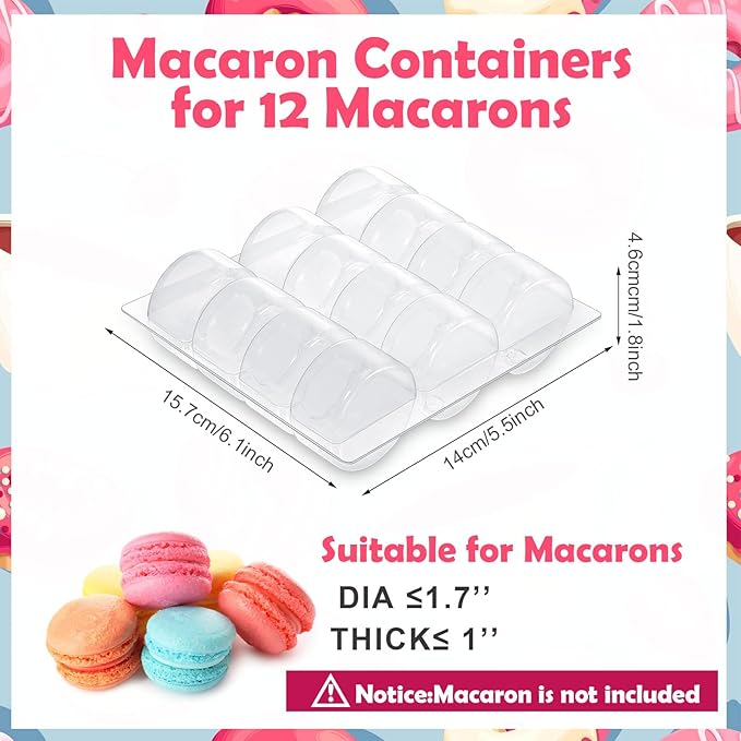Sherr 36 Pcs Macaron Boxes Clear Plastic Macaron Storage Containers Macaroon Packaging Display Trays for Cookie, Wedding, Party Gifts