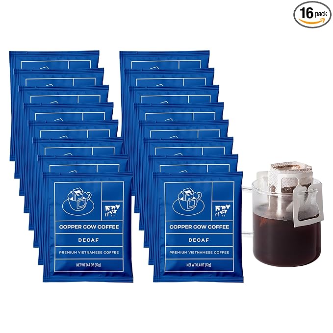 Copper Cow Coffee Premium Vietnamese Coffee: Single-Serve Coffees (includes: 16 decaf coffees)