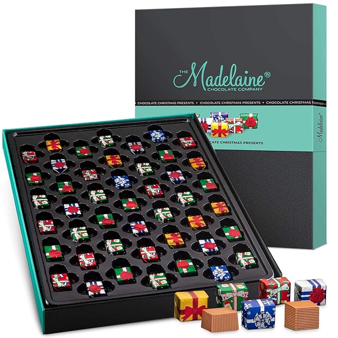 Madelaine Chocolate Extra Large Gift Box - Christmas Holiday Themed Gourmet Chocolate Candy - for Food Gift Baskets Idea - Wrapped in Italian Foil
