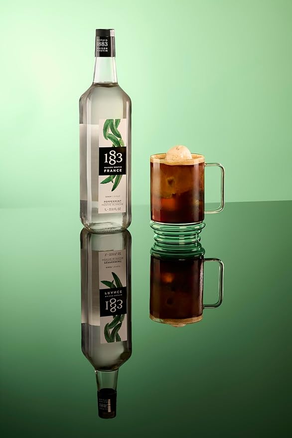 1883 Peppermint Syrup for Drinks, Made in France, 1 Liter Plastic Bottle (Pack of 2)