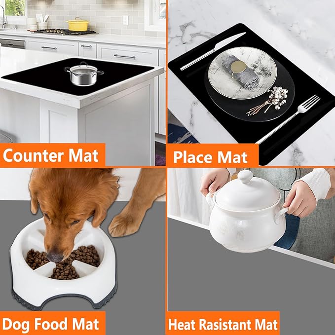 Large Silicone Placemat, 78.7''x15.7''(200cmx40cm) Extra Large Countertop Protector Mat, Heat Resistant Mat for Countertop with Non-Slip, Silicone Mats for Kitchen Counter/Crafts, Semitransparent