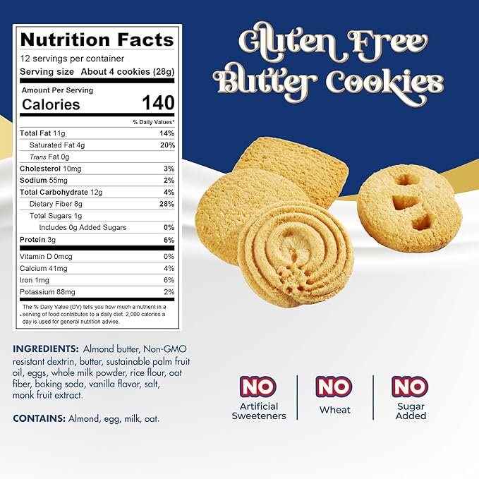 ChocZero Keto Butter Cookies - Sugar Free Danish Shortbread Gift - Gluten Free, Low Carb (1 tin, 12 oz) (Pack of 2)