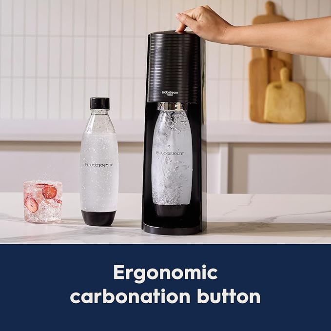 SodaStream Terra Sparkling Water Maker (White) with CO2 and Dishwasher Safe Bottle