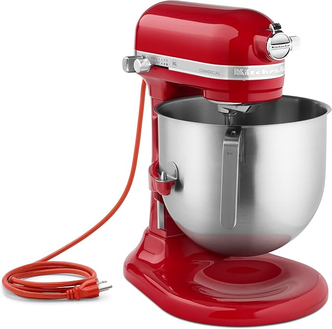 KitchenAid KSM8990ER 8-Quart Commercial Countertop Mixer, 10-Speed, Gear-Driven, Empire Red