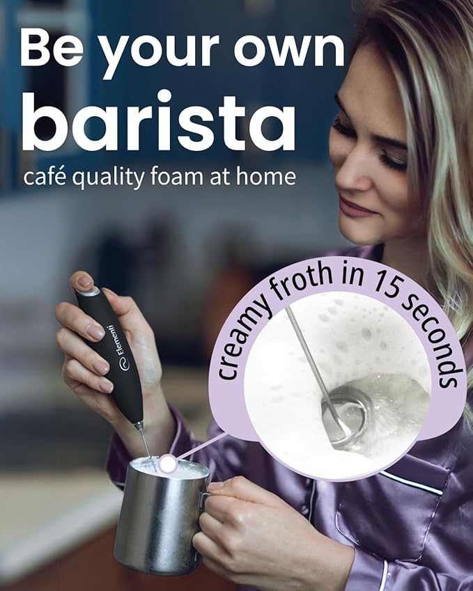 Elementi Milk Frother Wand & Matcha Whisk Set - Powerful Electric Matcha Mixer, Easy to Use Macha Wisk Kit - Craft Effortless Lattes with the Elementi Milk Frother Wand (Lime Green)