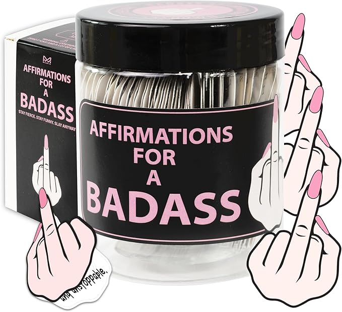 Badass Affirmation Jar – Christmas Gifts for Women, Inspirational and Relaxation Gift for Her, Boss Lady, Besties, Friend, Birthday Gifts for Her, Women, Sister, Coworker, Stocking Stuffers