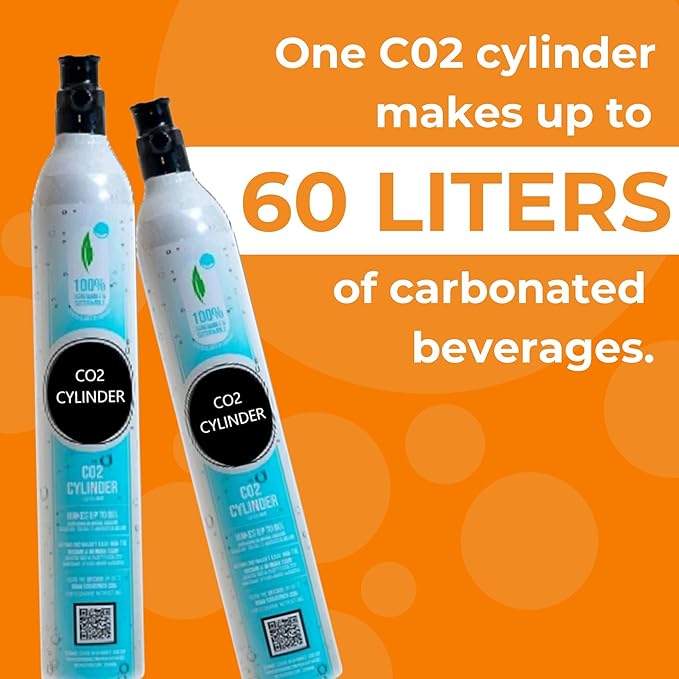 FIZZIT 60L Threaded CO2 2 Pack Canister Refill, Compatible with All Threaded 'Screw-In' Soda Makers Including Soda Machines