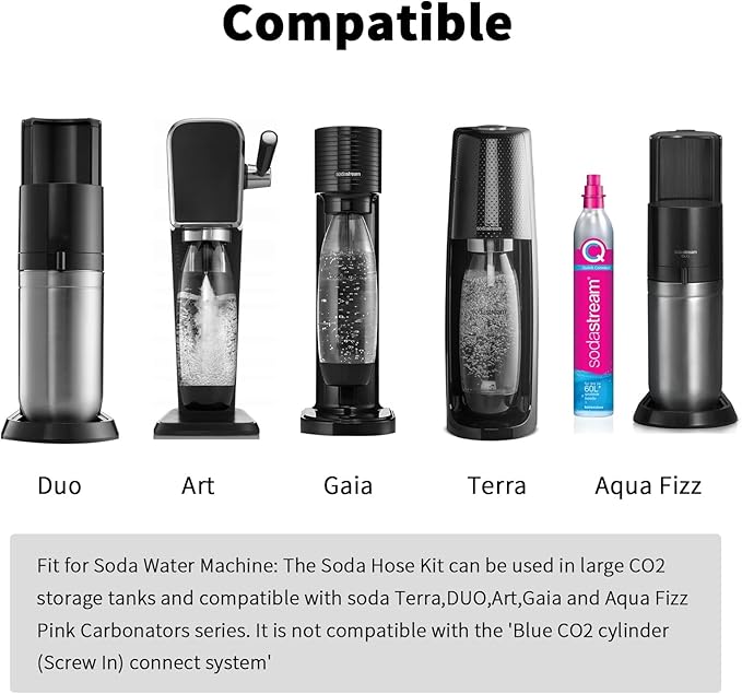 Soda Hose Kit Soda Maker Quick Connect Co2 Adapter with Flow Control Ball Valve Compatible with Gaia Terra DUO Art Soda Machine, 60inch High Pressure Stainless Steel Hose