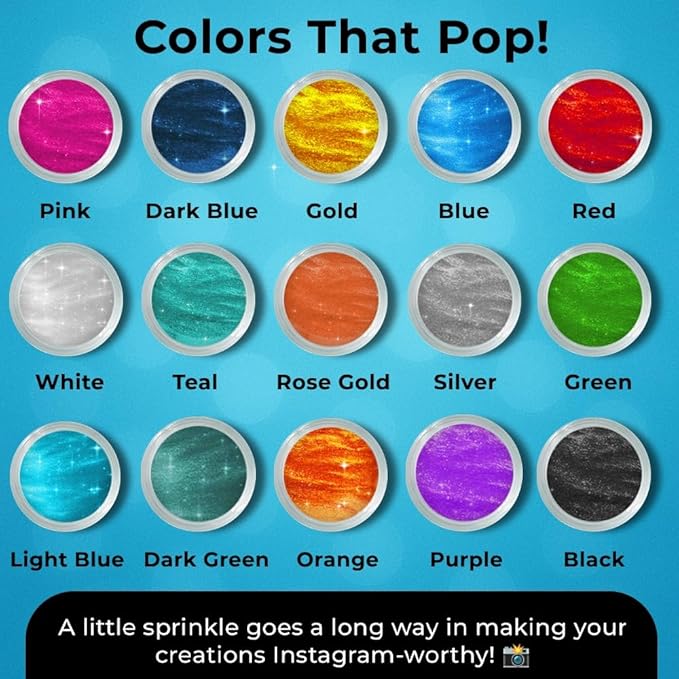 Bulk (20g) Light Blue Luster Dust Edible Glitter for Cocktails | Premium Edible Light Blue Luster Dust for Cake Decorations - Edible Glitter for Drinks Cupcakes Cookies Cakes Food Paint