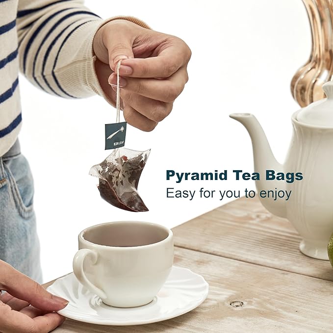 Decaf Herbal Tea Sampler – EZR Leaf 22ct Caffeine-Free Pyramid Bags, Assorted Fruit & Floral Blends with Lemon Verbena, Chamomile Mint, Dreamland, Roselle – Variety Tea Gift Set for Tea Lovers