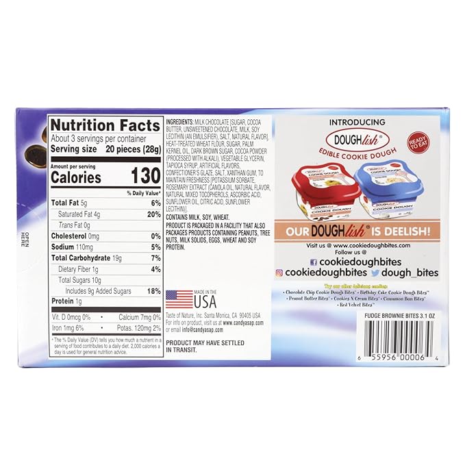 Fudge Brownie Edible Cookie Dough Bites, Small Chocolate Candies, Movie Night Snacks, 3.1 Ounces (Pack of 3)