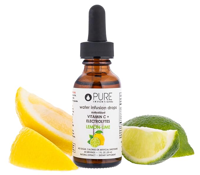 Pure Inventions - Lemon Lime Water Infusion Drops - Antioxidants, Vitamin C & Electrolytes - Health & Wellness Drink - Immunity Support -Sugar Free, Zero Calorie, No Artificial Sweeteners -30 Servings