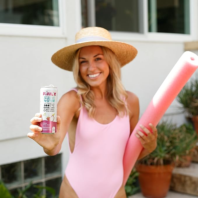 BUBBL'R pitaya berry nect'r, Antioxidant Sparkling Water with Natural Caffeine, 0g Sugar, Gluten Free, All Natural Flavors, 12 Fl Oz Cans, 12 Count