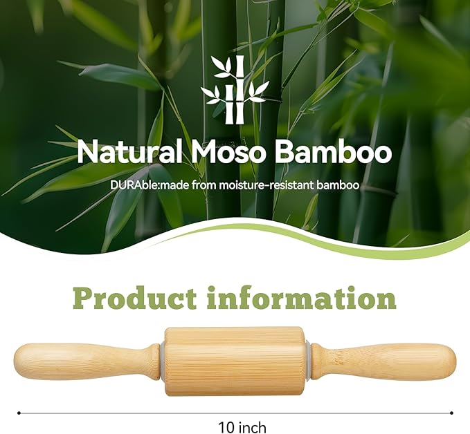 10 inch Wooden Rolling Pin for Baking - Long Dough Roller for All Baking Needs