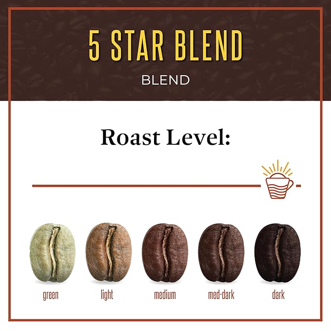 San Diego Coffee 5 Star Blend, Dark Roast, Whole Bean Coffee, 16-Ounce Bags (Pack of 2) Café en grano tostado