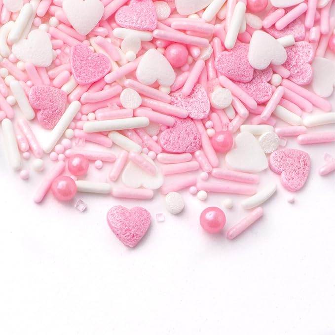 Sweets Indeed Sprinkles Heart Edible Mix Perfect for Cake Decorations Baking Ice Cream Cookies Cupcake Topper 4 ounces