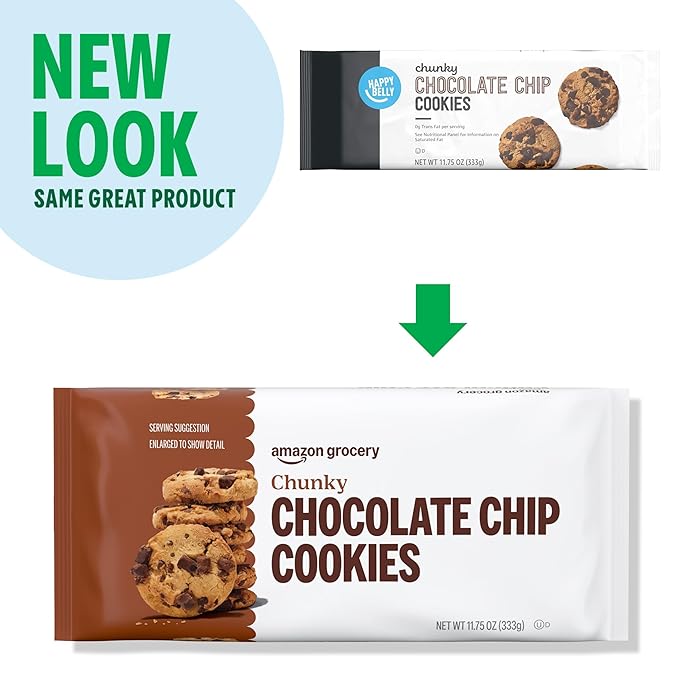 Amazon Grocery, Chunky Chocolate Chip Cookies, 11.75 Oz, Pack of 2 (Previously Happy Belly, Packaging May Vary)