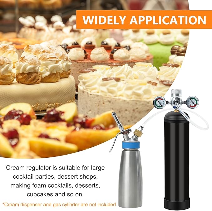 Whipped Cream Charger Pressure Regulator Valve, for 0.95L/580G Tank, for Pressure Regulator Tank & Hose Line on Dispenser