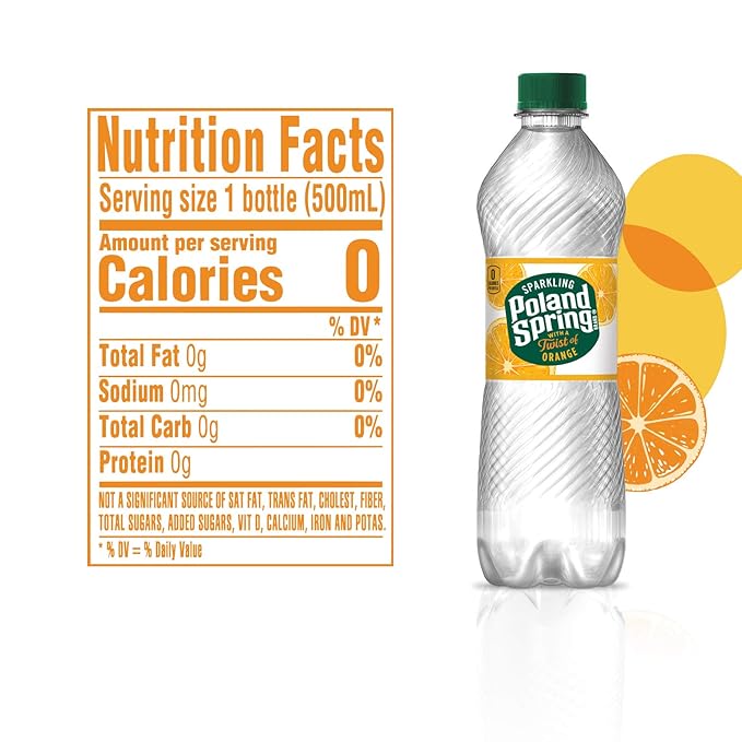 Poland Spring Sparkling Water, Orange, 16.9 oz. Bottles (Pack of 8)
