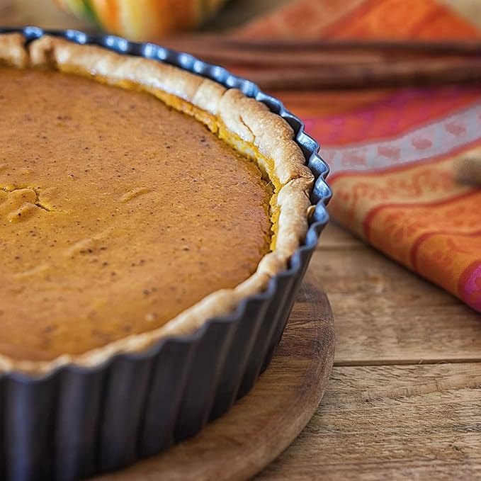 2 Pack Nonstick Tart Pan, Quiche Pan, Carbon Steel Deep-dish Pie Pan with Removable Loose Bottom (9.4 In)