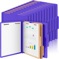 48 Pcs Classification Folders Letter Size, 2 Divider Pressboard File Folders with 3. 5 Inch Expansion, 2 Prongs Fastener, Heavy Duty Office File Organizers for Teachers, Medical (Purple)
