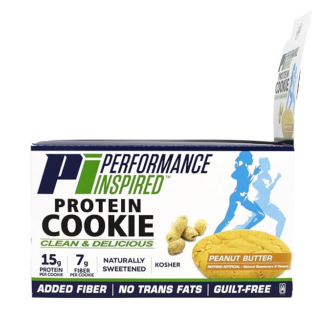 Performance Inspired Nutrition Protein Cookie - Contains: BIG 15G Isolate Proteins - 7G Of Fiber - All Natural - Gluten Free - No Artificial Ingredients - Peanut Butter Flavor - 12 Count