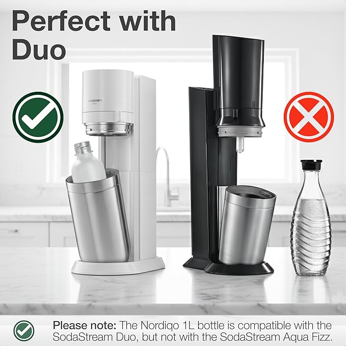 Stainless Steel Carbonating Bottle 33 oz | Compatible with Aarke Carbonator 3 (Exl. Pro), Sodastream (Excl. model Aqua Fizz + Jet) and many others | Dishwasher Safe, No Expiration Date