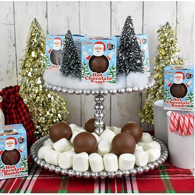 Fruidles Christmas Hot Chocolate Bombs, Chocolaty Hallow Filled with Mini Marshmallows Birthday, Cocoa Bombs (Pack of 2)
