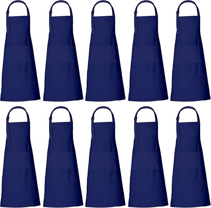 RAJRANG 100% Cotton Cooking Apron with 3 Pockets Kitchen Chef BBQ Adjustable Bib Aprons for Women Men