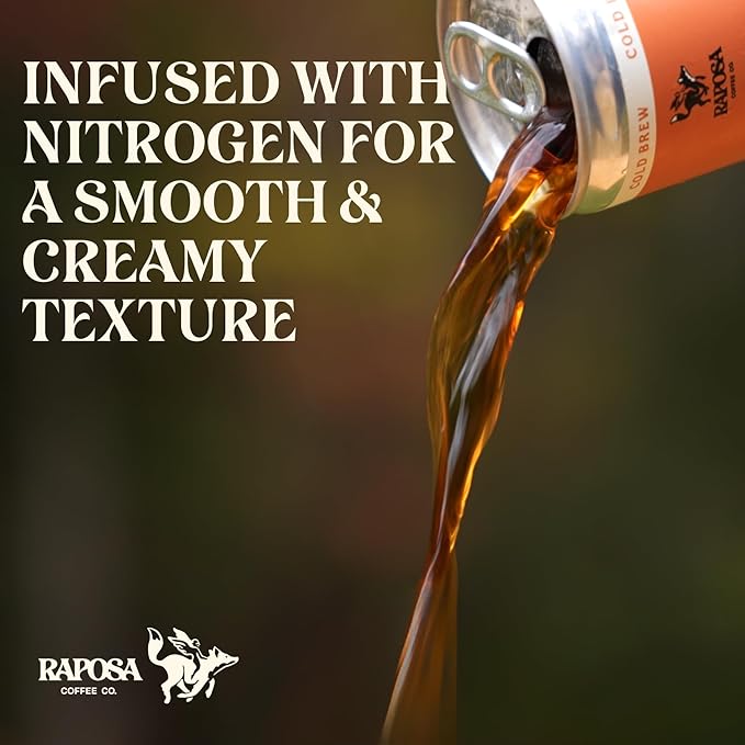 Raposa Nitro Cold Brew Ready to Drink Coffee 250ml - 8.45oz - Made with Oat Milk- Dairy Free - Vegan Cold Brew Ready to Drink, Non GMO, No Artificial Anything - 150mg Caffeine (Flat White (12 Pack))