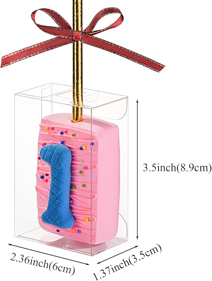 RomanticBaking 100 Pack 3.5"x 2.4"x 1.38" Clear Rice Krispie Treat Boxes with Hole for Cakesickle,Small Macaron,Candy,Treat Boxes Graduation Bab Show Party Favors Box