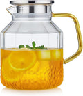 1600ml Glass Water Pitcher with Lid and Spout, Glass Water Jug Carafe for Hot/Cold, Full Glass Teapot, Large Iced Tea Pitcher for Homemade Beverage
