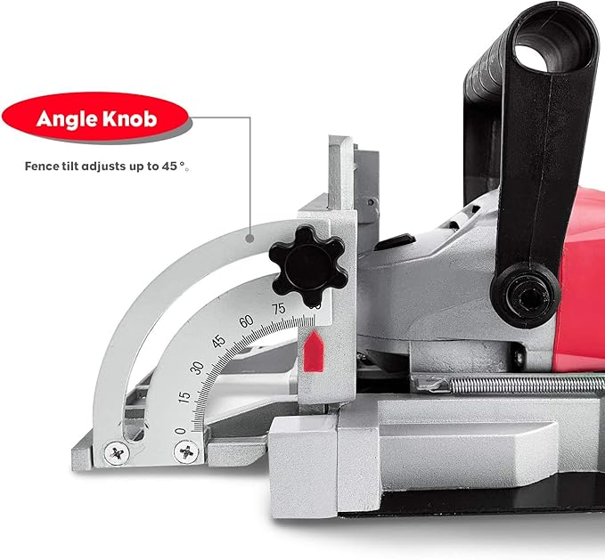 AOBEN Biscuit Cutter Plate Joiner 8.5 Amp With No. 0 Wood(30 Pcs) No. 10 Wood(30 Pcs) No. 20 Wood(50 Pcs), 4" Tungsten Carbide Tipped Blade, Adjustable Angle And Dust Bag