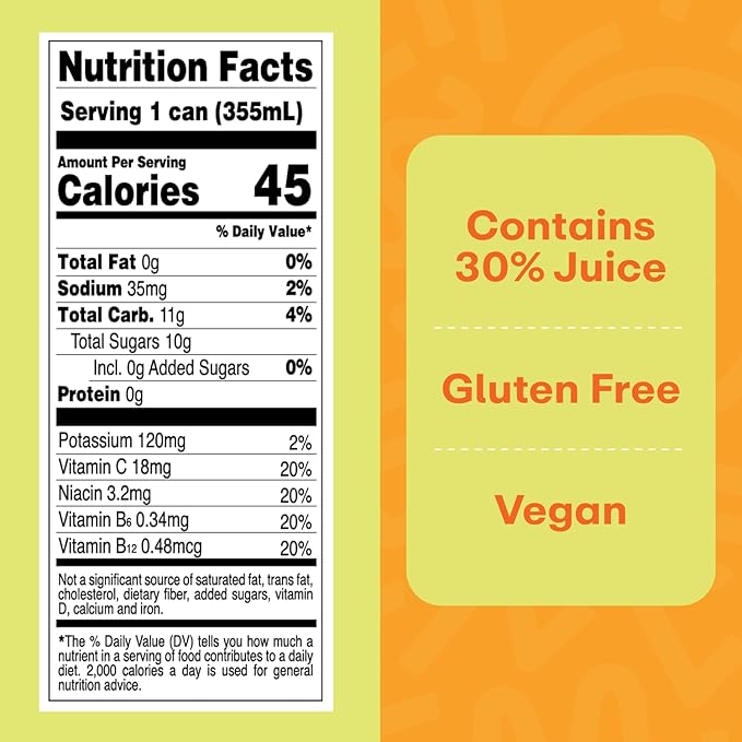 WellWithAll Tropical Mango Energy Drink – Caffeine from Tea – With Vitamin C – Lightly Sparkling Beverage – Fruit & Veggie Juice Blend – 12 Oz (Pack of 12)