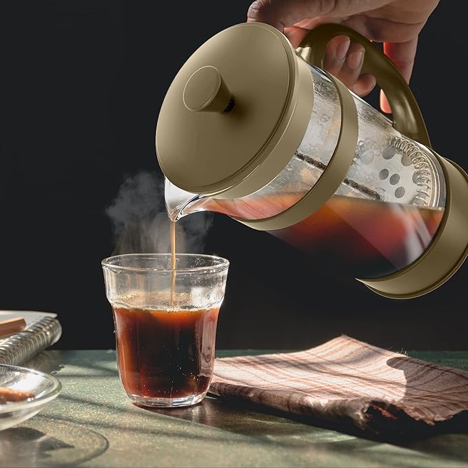 Utopia Kitchen 12 Ounce 0.35 Liter French Press Coffee Maker, Tea Maker, Travel Coffee Presses, Heat Resistant Thickened Borosilicate Coffee Pot for Camping Travel Gifts, Gold Pack of 1