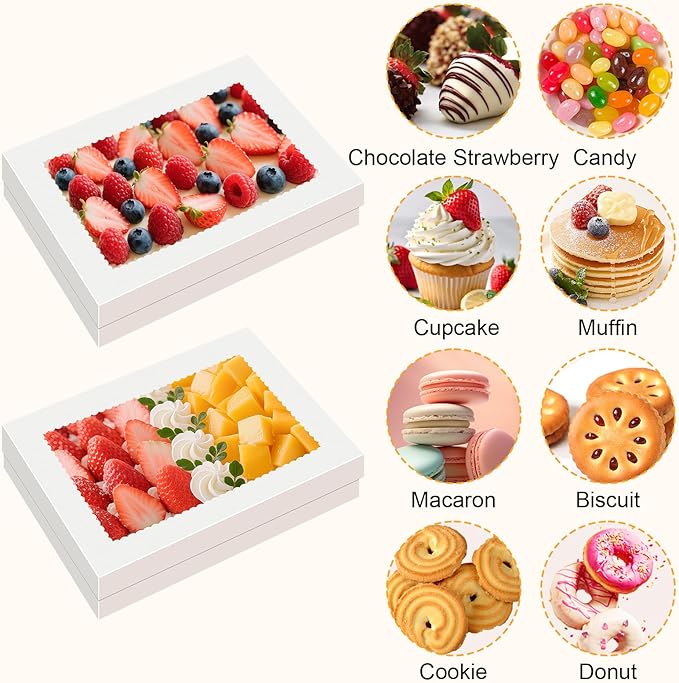 15 PCS Sheet Cake Boxes, 14x10x4 Rectangle Cake Box, Quarter Sheet Cake Box, White Baking Boxes, Large Bakery Boxes, Cajas Para Pasteles, 10x14 Cake Boxes for Birthday, Wedding, Party, Business