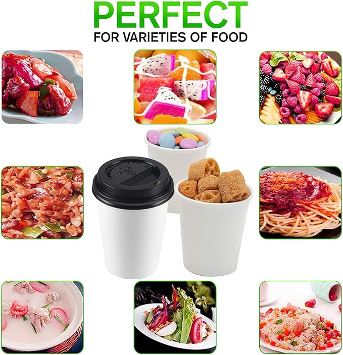 Smygoods White Disposable Paper Coffee Cups with Lids (10 OZ, 25 Count) For Hot Beverages, Tea, Espresso, Cocoa - To Go Drink Containers, Café & Office