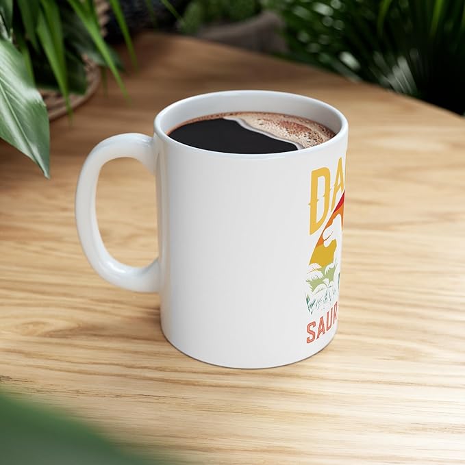 11 OZ Novelty Coffee Mugs - Christmas Gift (Daddy Saurus Rex Theme)