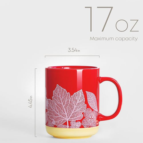 17 oz Large Coffee Mug with Handle Tea Cup Novelty Coffee Cup for Men Women Office Work.Microwave and Dishwasher Safe, Red