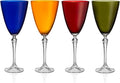 Barski Wine Glass - Set of 4 - Assorted Colored Cup - for Water - White or Red Wine - 9 fl. Oz. - Clear Stem - Glasses - Made in Europe