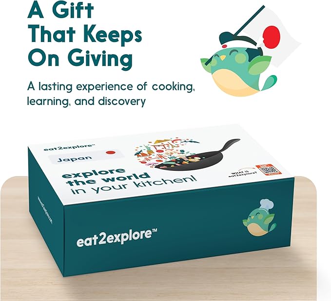 eat2explore Cooking Kits for Kids – Interactive & Educational Kids Cooking Sets Real for Ages 5 and Up,3 Recipe Cards & Global Ingredients – Fun Gift for Young Chefs (Japan Edition)