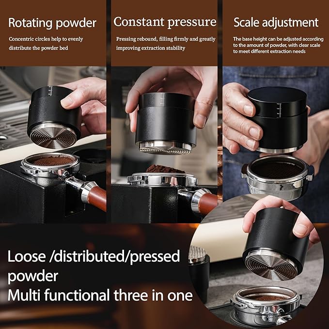 58MM Espresso Tools - Professional WDT Tool, Coffee Distributor & Tamper with 3-in-1 Design, 304 Stainless Steel Barista Essentials for Home Coffee Brewing, Beginner-Friendly Accessories