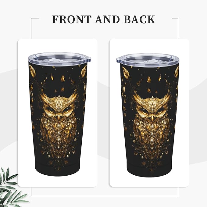 Owl Tumbler with Lid and Straw 20oz Coffee Tumblers Leakproof Stainless Steel Travel Mug Vacuum Insulated Cup for Iced and Hot