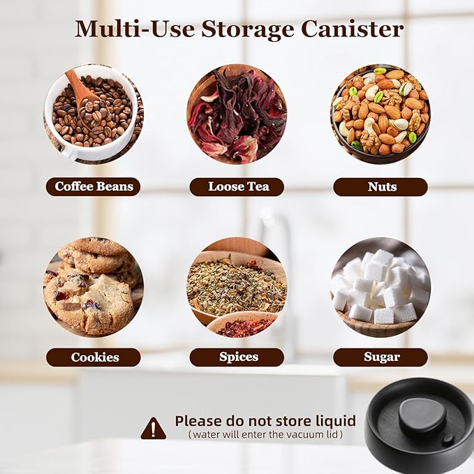 Vacuum Glass Jar with Airtight Lid,27floz/800ml Borosilicate Glass Coffee Canister Container,Perfect for Coffee Beans & Grounds,Loose Leaf Tea,Candy,Sugar,Nuts,Spices
