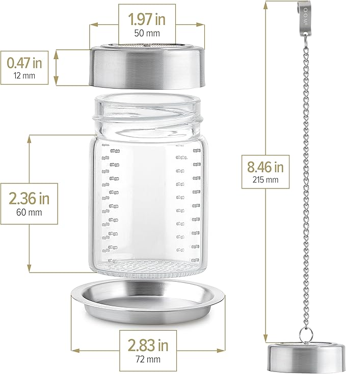 Teabloom Elegant Borosilicate Glass Loose Tea Infuser – Perfect for Whole-Leaf White, Green, Oolong, Black & Herbal Teas – Lead-Free – Small or Large Size
