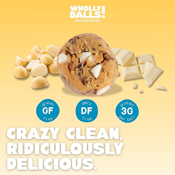 Wholly Balls Protein Bites – Healthy Plant-Based Snack | High Protein, Low Sugar, Gluten-Free Energy Balls (Pack of 3, Mac Daddy)