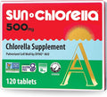 Sun Chlorella 500mg Whole Body Wellness Green Algae Superfood Supplement - Immune Defense, Gut Health, Natural Purification, Energy Boost - Chlorophyll, B12, Iron, Protein - Non-GMO - 120 Tablets