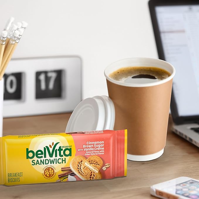 belVita Breakfast Biscuit Sandwiches, Cinnamon Brown Sugar & Vanilla Creme Flavor, 5 Packs (2 Biscuit Sandwiches Per Pack),5 Count(Pack of 1)