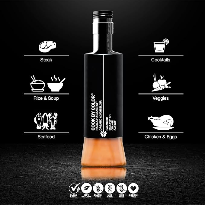 Cook by Color: Habla Habanero, Flavored Organic Agave Syrup Liquid Sweetener, Light Agave Nectar for Cocktails, Teas, Coffee, Smoothies & Cooking, Vegan, Low Carb, 350 ml Bottle, 11.8 fl oz