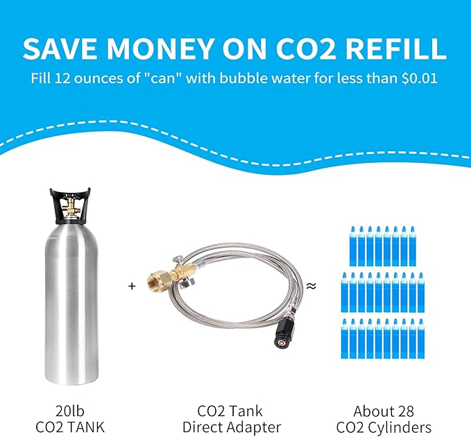 CO2 Tank CO2 Cylinder Direct Adapter with 60in Stainless Steel Hose Pressure Gauge & Exhaust Valve, CGA320 to TR21-4 Soda Maker Connector for Fizzi One Touch Jet Ninja Thirsti
